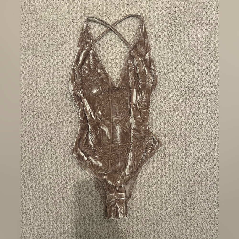 Tan Velvet Bodysuit